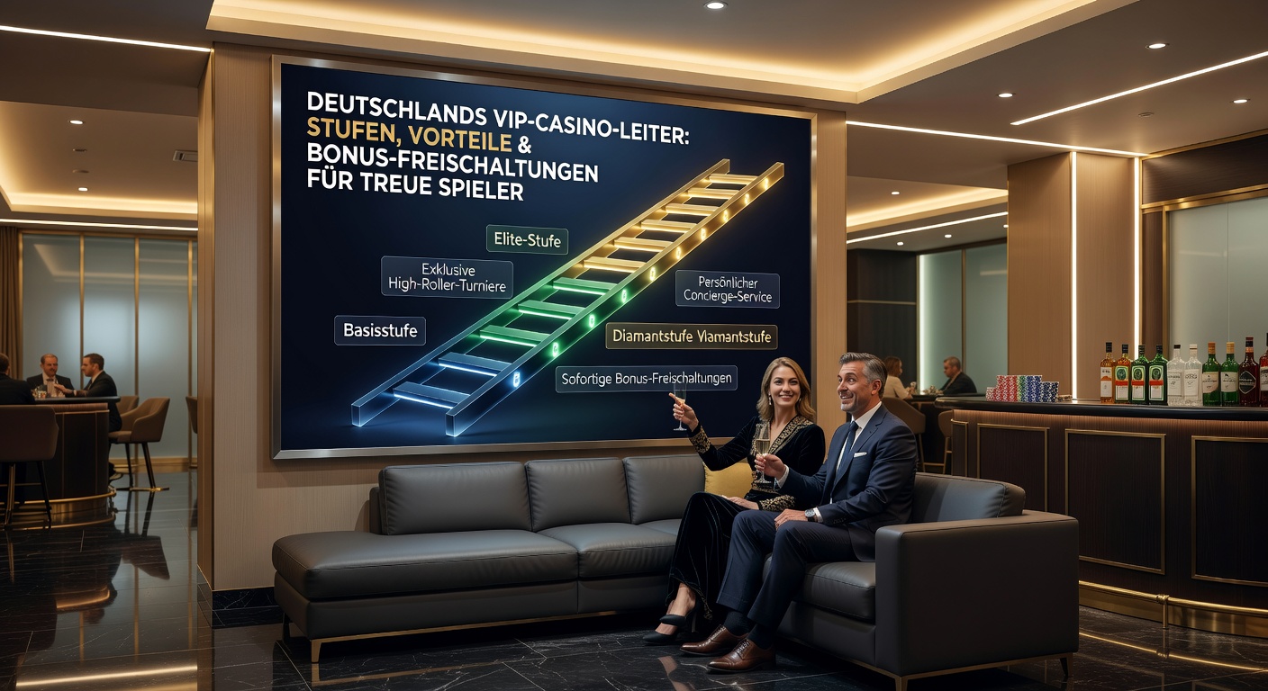Grafik einer typischen VIP-Leiter in deutschen Online-Casinos mit aufsteigenden Stufen und Belohnungen