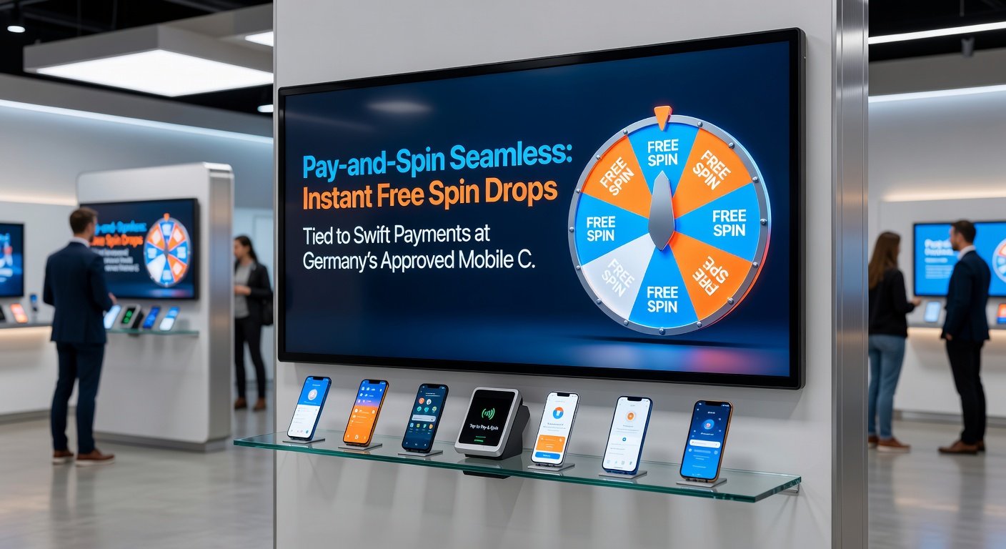 Grafik zeigt Zahlungsfluss mit Free-Spin-Freigabe in Echtzeit auf Mobile-Casino-App, inklusive Timer und Slot-Vorschau